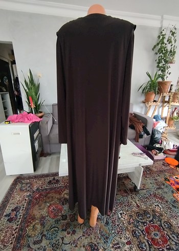 46 Beden kahverengi Renk Straplez Uzun Kahverengi Bohem Elbise