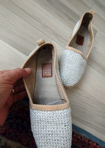 Kadın Beyaz Örgü Dolgu Topuk Espadril - Görsel 6