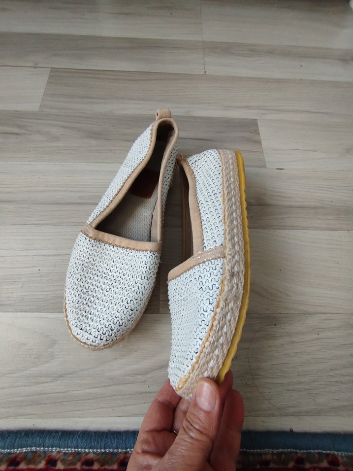 Kadın Beyaz Örgü Dolgu Topuk Espadril - Görsel 2