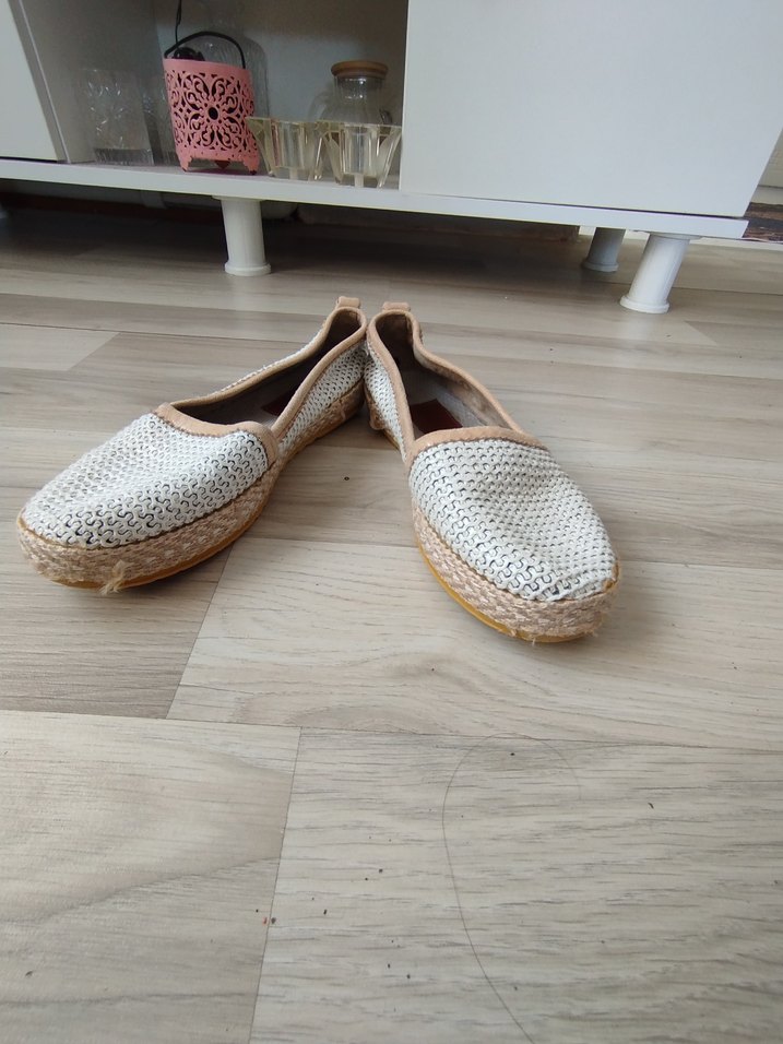 Kadın Beyaz Örgü Dolgu Topuk Espadril - Görsel 3