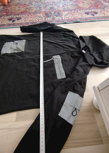 Siyah Midi Hamile Tulum, Uzun Kollu, Kemerli - Görsel 5