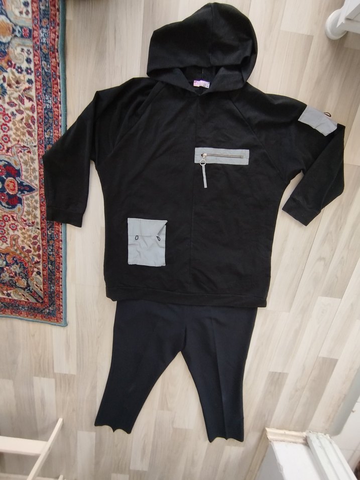 Siyah Midi Hamile Tulum, Uzun Kollu, Kemerli - Görsel 2