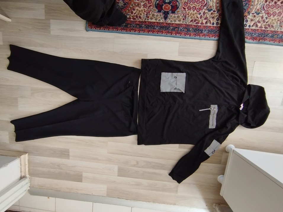 Siyah Midi Hamile Tulum, Uzun Kollu, Kemerli - Görsel 3