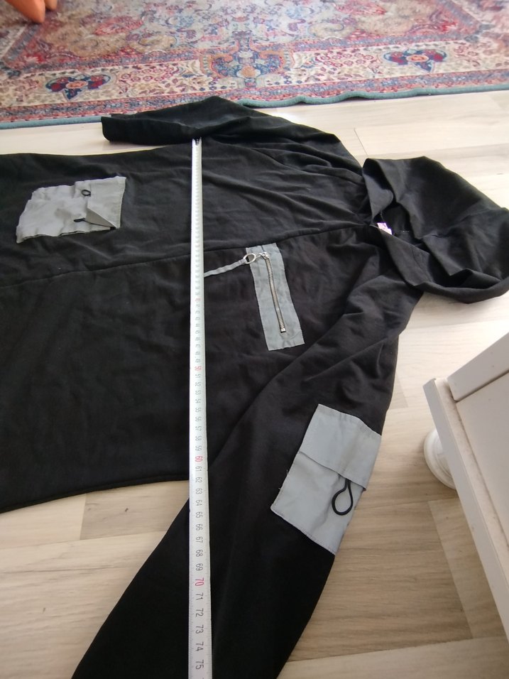 Siyah Midi Hamile Tulum, Uzun Kollu, Kemerli - Görsel 5