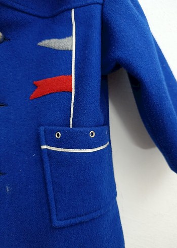 Düğmeli Erkek Çocuk Mavi Kaban - Görsel 3