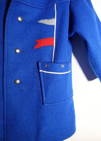 Düğmeli Erkek Çocuk Mavi Kaban - Görsel 2