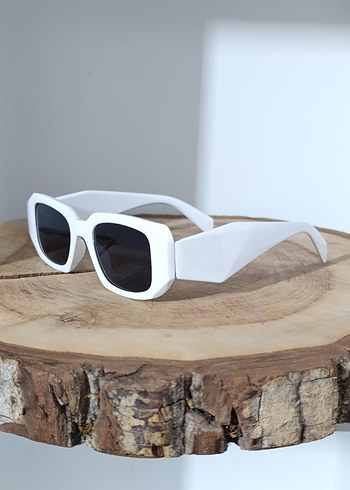 Dikdörtgen Beyaz Kadın Güneş Gözlüğü - Görsel 3