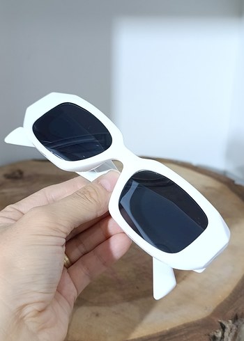 Dikdörtgen Beyaz Kadın Güneş Gözlüğü - Görsel 6