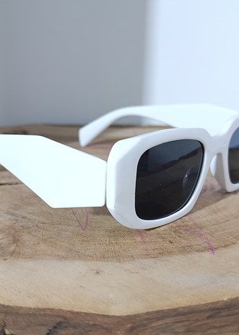 Dikdörtgen Beyaz Kadın Güneş Gözlüğü - Görsel 2