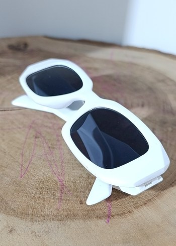 Dikdörtgen Beyaz Kadın Güneş Gözlüğü - Görsel 5