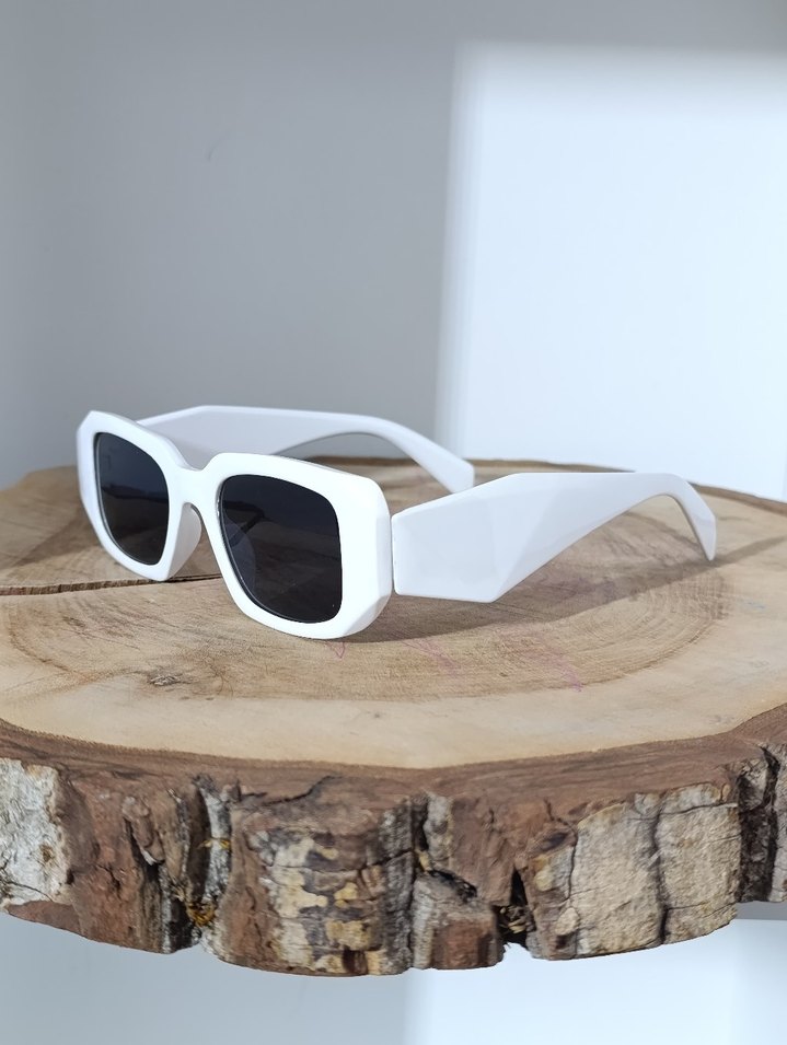 Dikdörtgen Beyaz Kadın Güneş Gözlüğü - Görsel 3