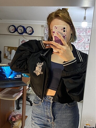 m Beden siyah Renk Siyah Bomber ceket