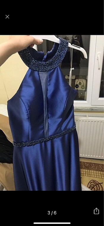 Saks mavisi halter yaka abiye