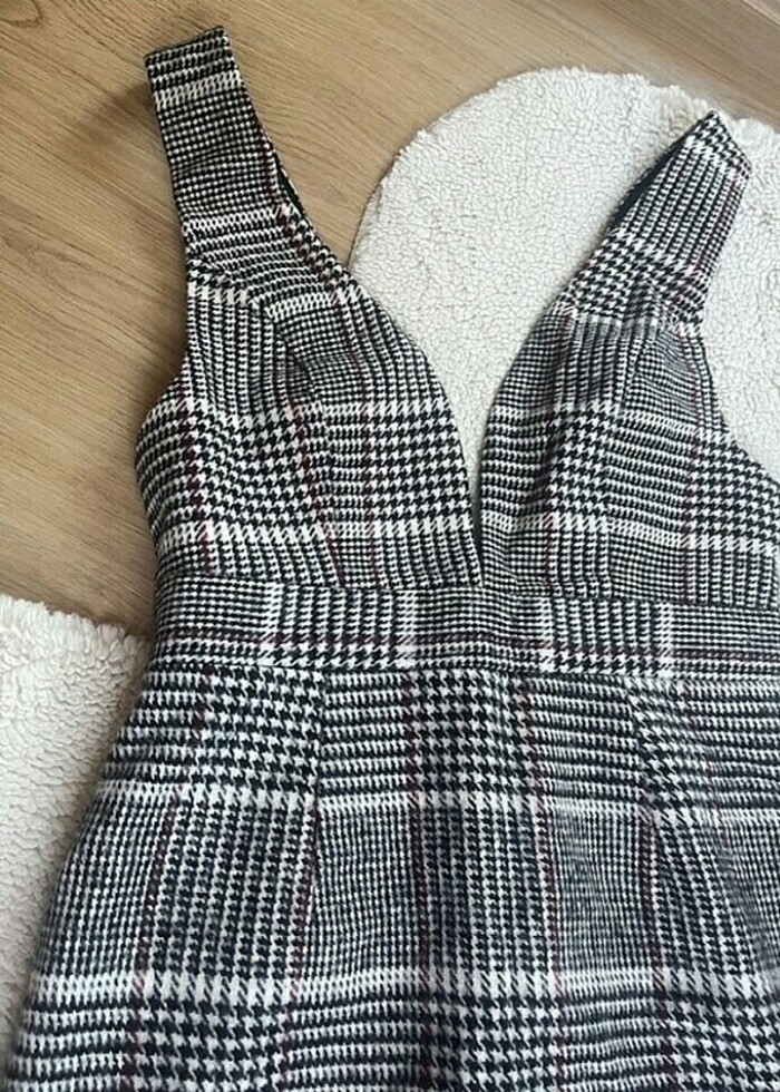 Ekose kısa salopet - Görsel 3