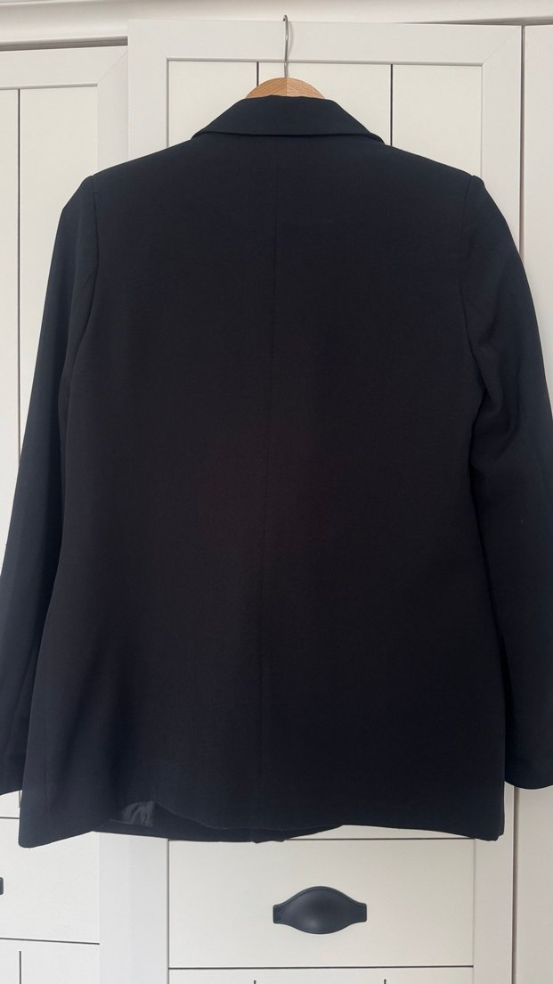 Kadın Siyah Düğmeli Blazer Ceket - Görsel 4