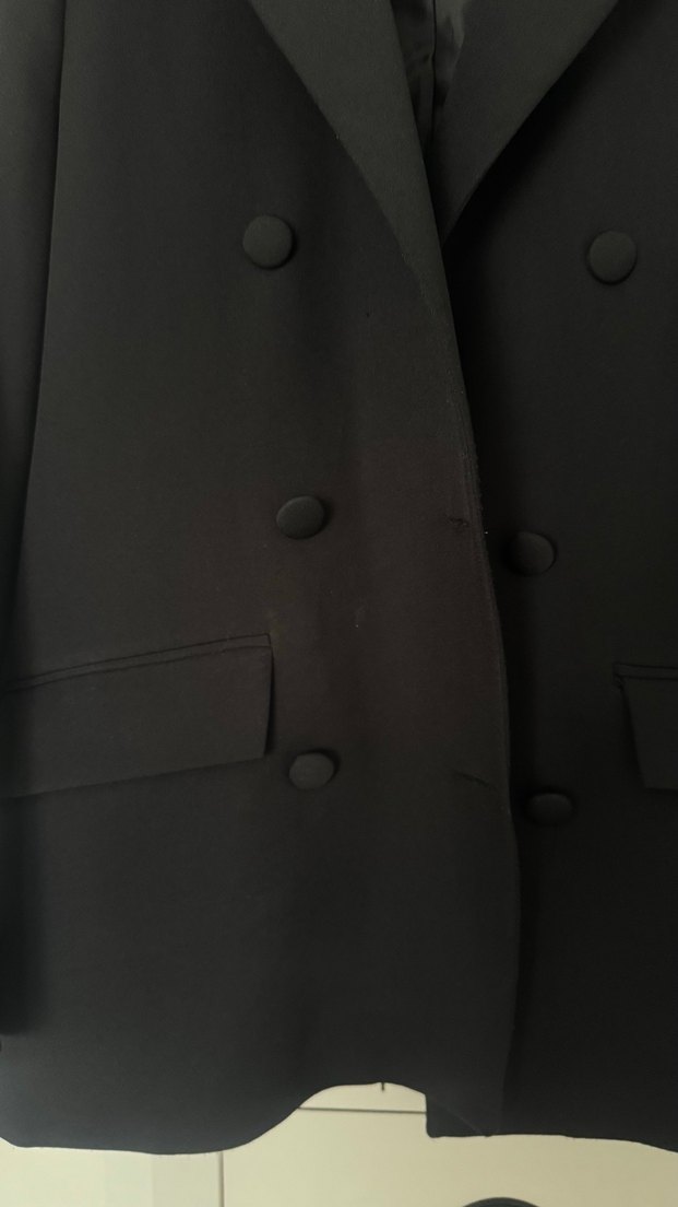 Kadın Siyah Düğmeli Blazer Ceket - Görsel 3