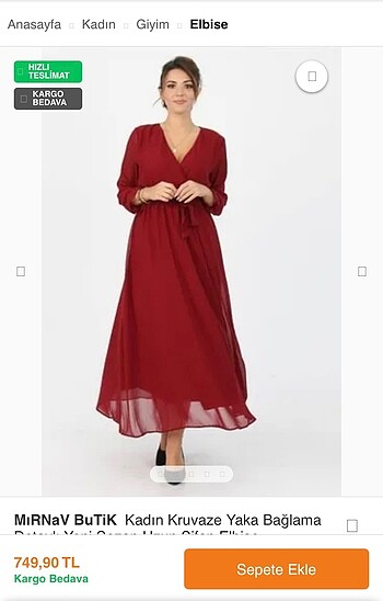 Bordo elbise