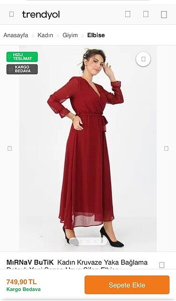 Trendyol & Milla Bordo elbise