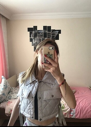 m Beden Crop mini yelek