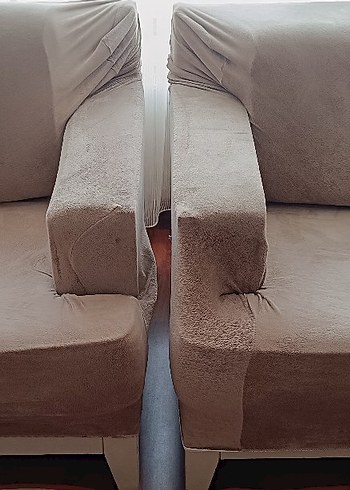 Süet Detaylı Beyaz Angora Kumaş Koltuk Kılıfı - Görsel 5