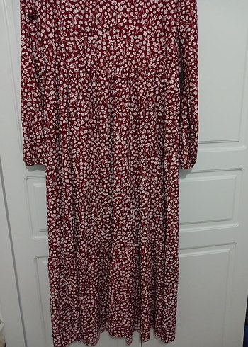 Bordo Uzun Kollu Piliseli Kadın Elbise - Görsel 3