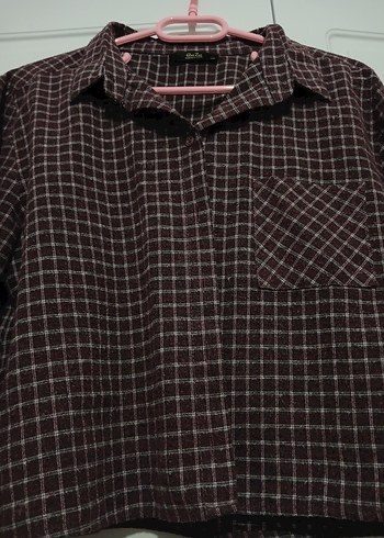 Bordo Pamuklu Uzun Kollu Kadın Gömlek - Görsel 3