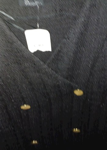 Düğmeli Siyah Kısa Kollu Triko Elbise - Görsel 3