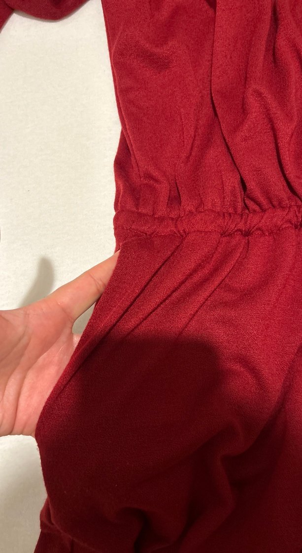 Mango Bordo Uzun Kollu Şort Tulum - Görsel 5