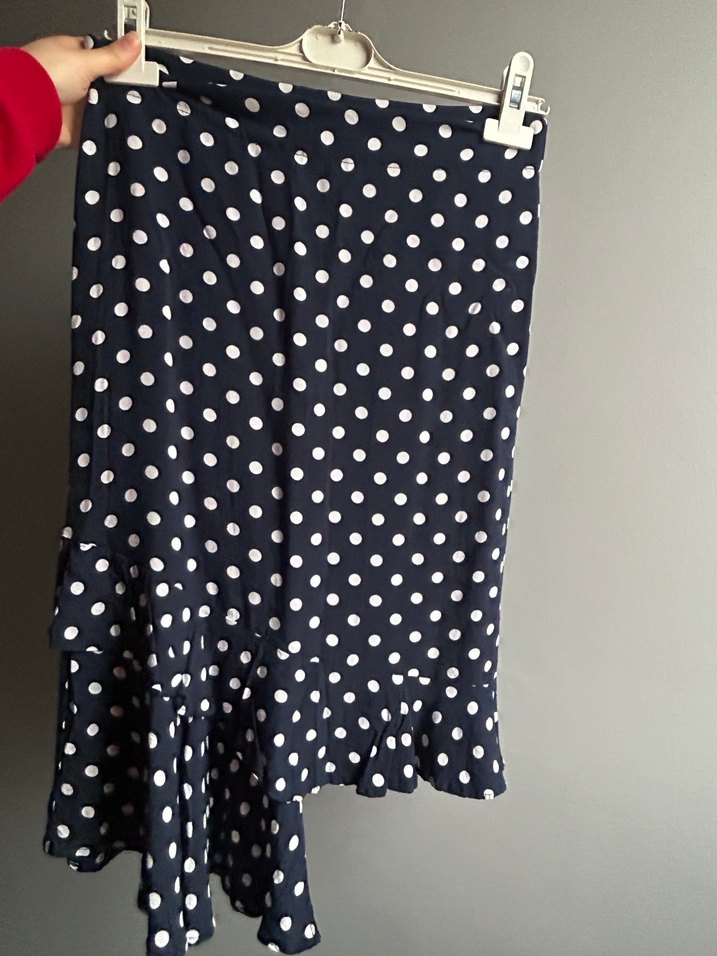 Lacivert Puantiyeli Midi Etek - Görsel 3