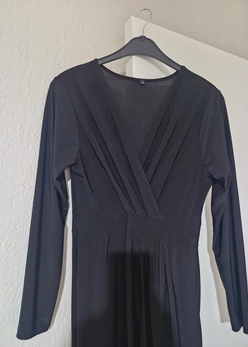 Siyah V-Yaka Hamile Keten Tulum - Görsel 2