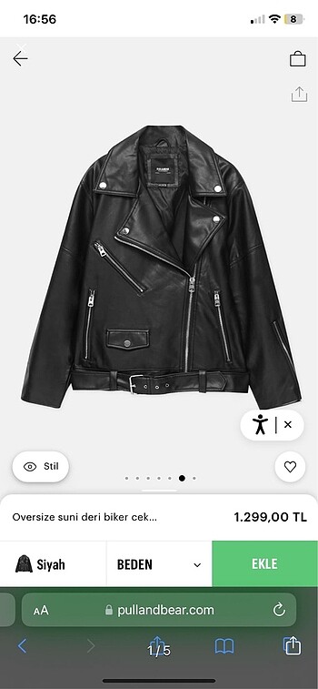 Pull and bear oversize deri ceket