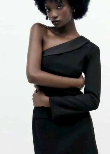Etiketli Zara Siyah smokin Mini Elbise