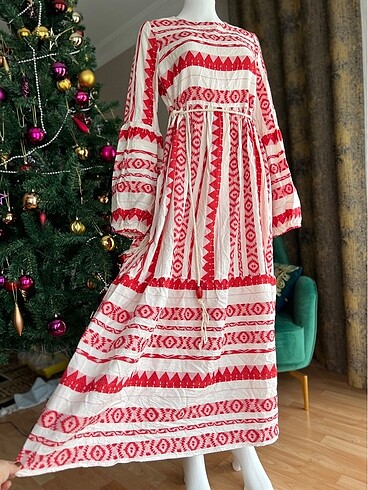 American Retro Bohem uzun elbise