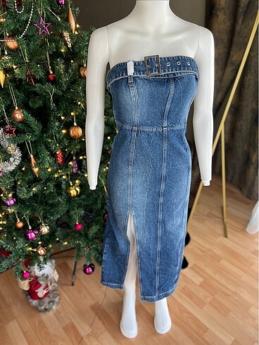 s Beden #yeni #straplez #jean #kot #elbise #mango