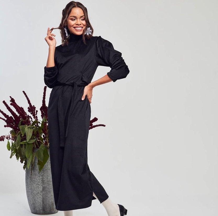 Zonnat kadife siyah elbise - Görsel 2