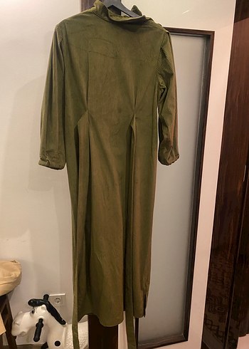 Zonnat Kadın Haki Uzun Kemerli Elbise - Görsel 5