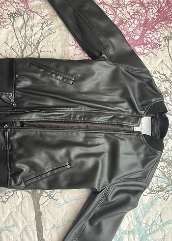 Bershka Siyah Kadın Deri Biker Ceket