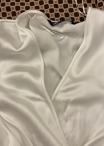 Beyaz Kadın Midi Elbise saten - Görsel 4