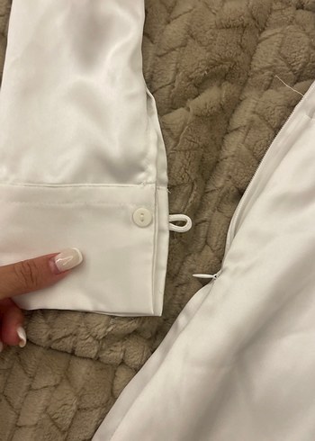 Beyaz Kadın Midi Elbise saten - Görsel 2