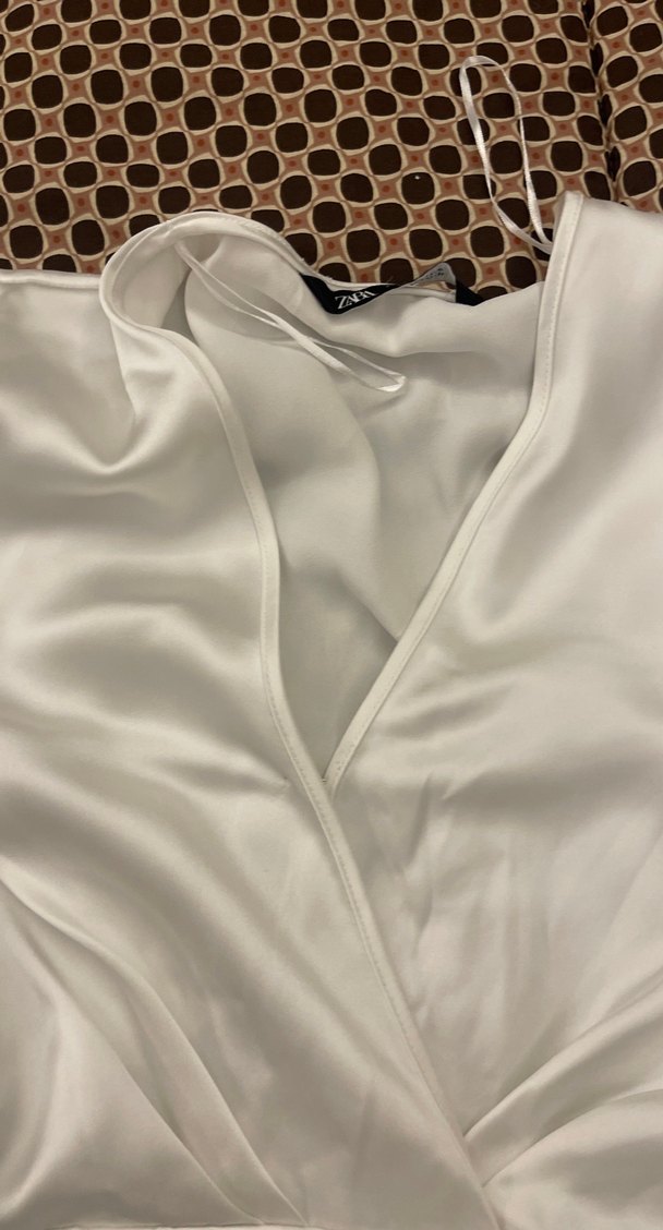 Beyaz Kadın Midi Elbise saten - Görsel 4