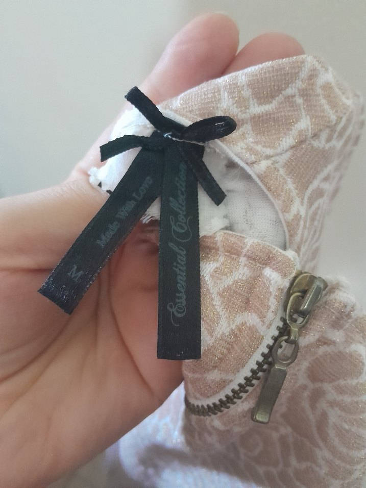 Bej Straplez Midi Elbise - Görsel 4