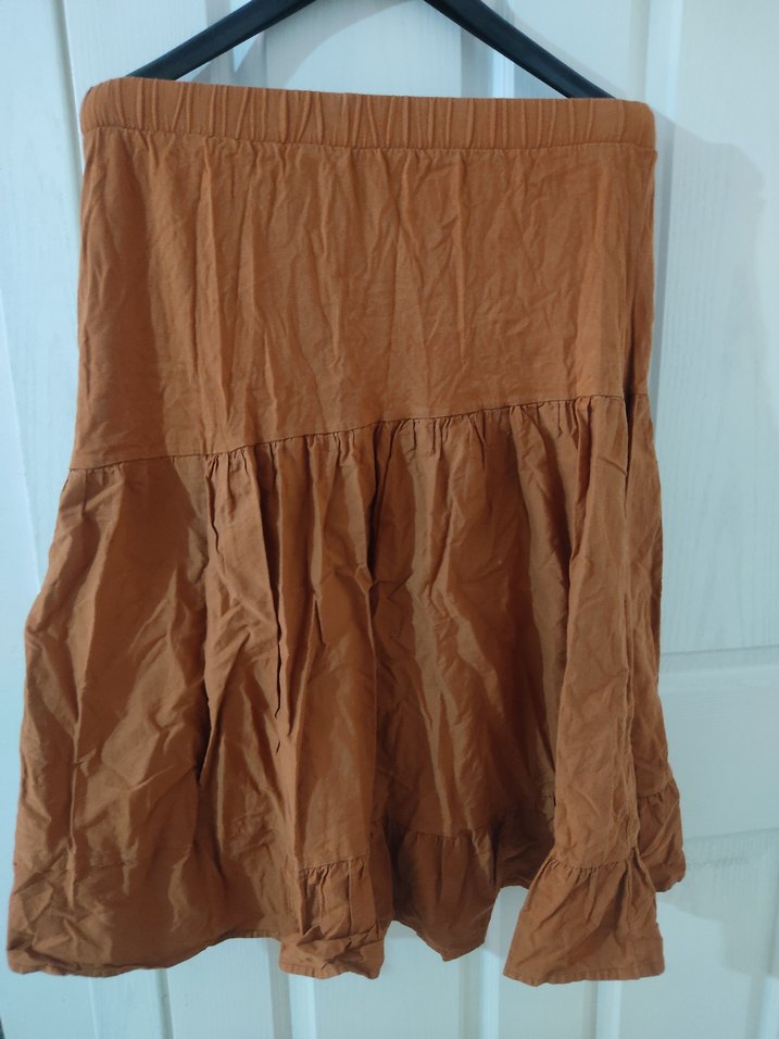 Bej Uzun Hamile Keten Etek - Görsel 3