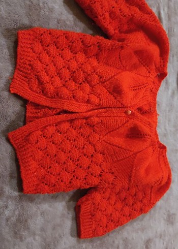 Kız Çocuk Bohem Kırmızı Örgü Hırka - Görsel 2