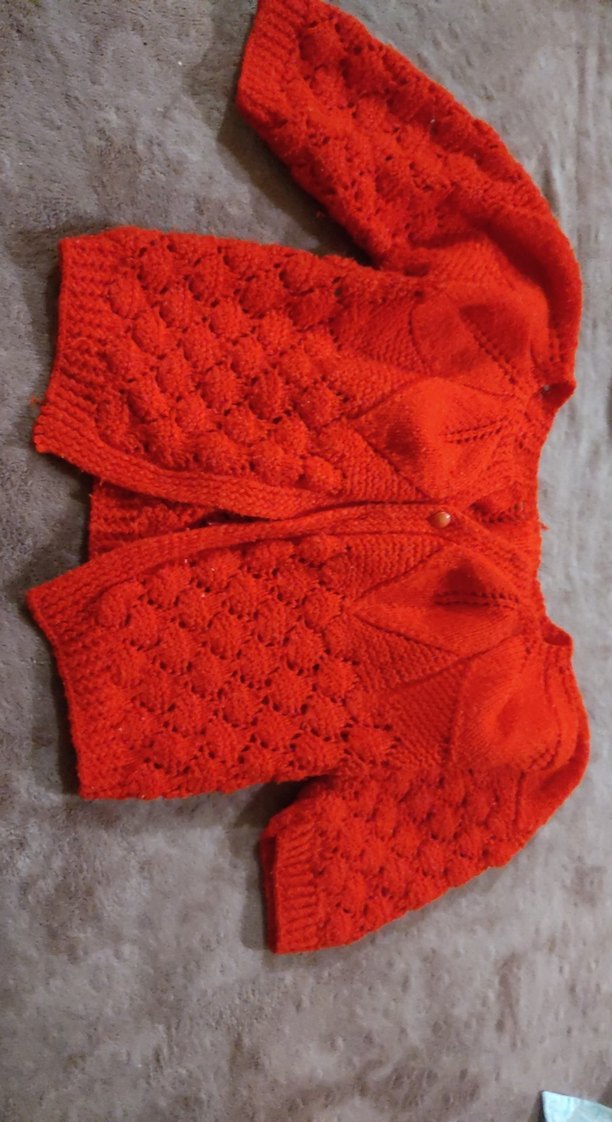 Kız Çocuk Bohem Kırmızı Örgü Hırka - Görsel 2