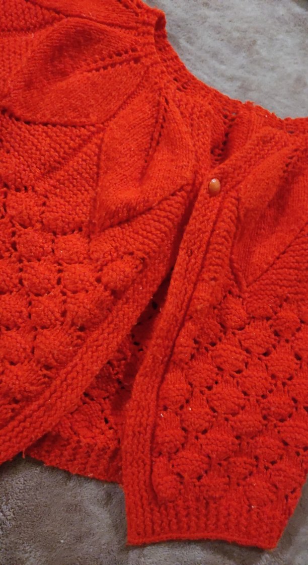 Kız Çocuk Bohem Kırmızı Örgü Hırka - Görsel 4