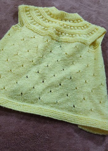 Sarı Kız Çocuk Örgü Kolsuz Hırka - Görsel 3