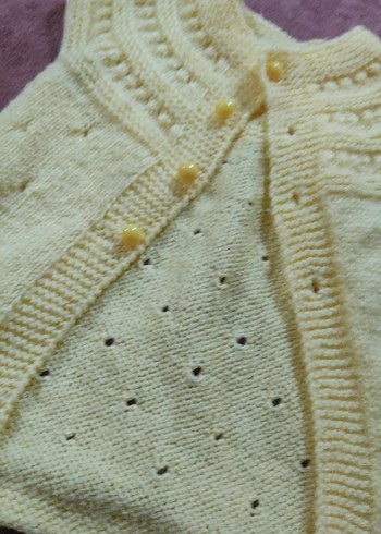 Sarı Kız Çocuk Örgü Kolsuz Hırka - Görsel 2