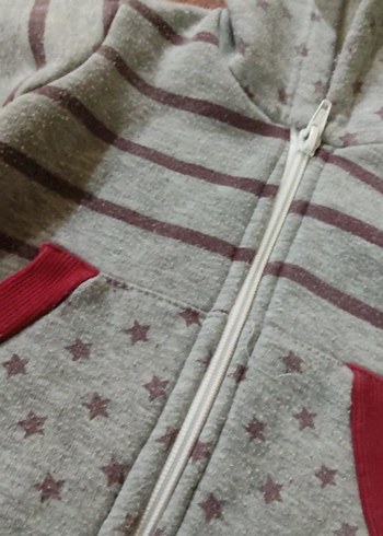 Kapüşonlu Fermuarlı Gri Erkek Çocuk Sweatshirt - Görsel 2