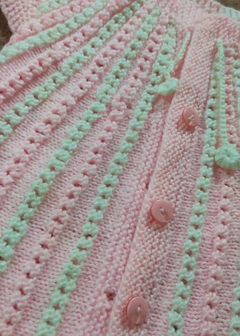 Kız Çocuk Pembe Örgü Hırka - Görsel 2