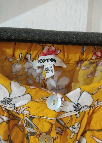 Sarı Çiçekli Düğmeli Midi Hamile Etek - Görsel 2